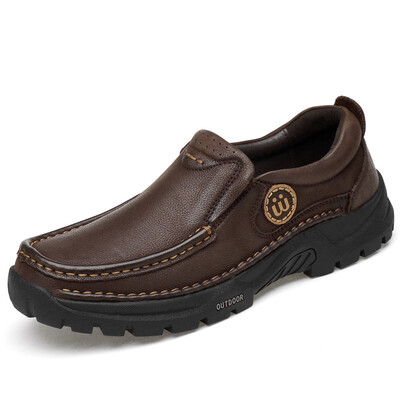 

Mens Shoes Fashion Loafers Shoes Casual Leather Walking Shoes Genuine Leather Breathable Shoes For Men Black Brown Size 38-45