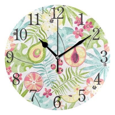 

Wall Clock Arabic Numerals Design Fruits And Flowers Round