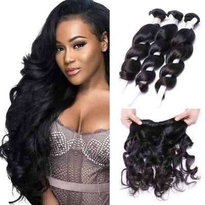 

Malaysian Loose Wave 3 Bundles Malaysian Virgin Hair Natural Color Cheap Human Hair Bundles Loose Curly Cuticle Aligned Hair