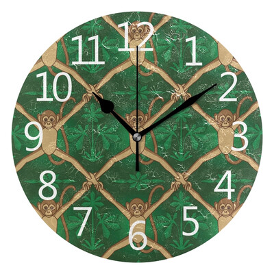 

Wall Clock Arabic Numerals Design Monkey Pattern Round