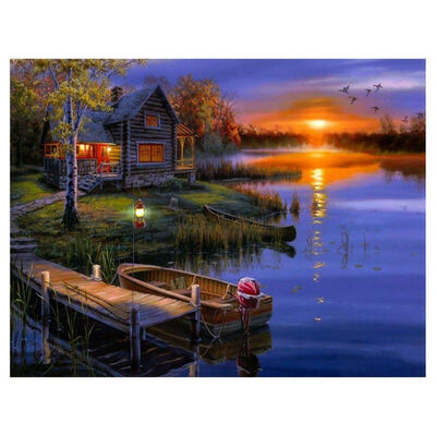 

UpperX Lake House 5D Diamond DIY Painting Cross Stitch Craft Kit Home Bedroom Living Room Wall Decorations Gift 30x40cm