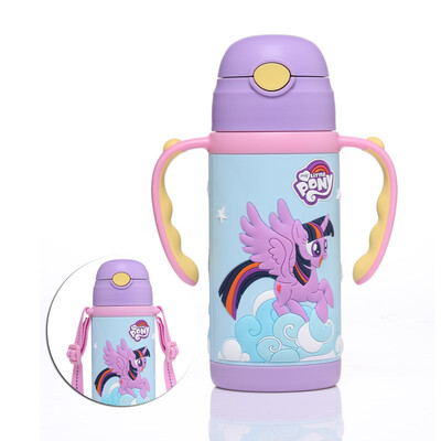 

Pony childrens mug sippy cup stainless steel vacuum double handle soft rubber cold insulation kettle 420ml starry sky 6876