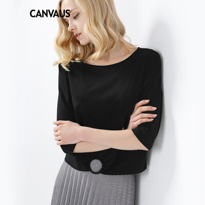 

CANVAUS 2018 Spring New Womens Clothing Tee Shirt Tops Solid Slim Casual Loose Plus Size Simple O-neck Half Sleeve Short T-shirt
