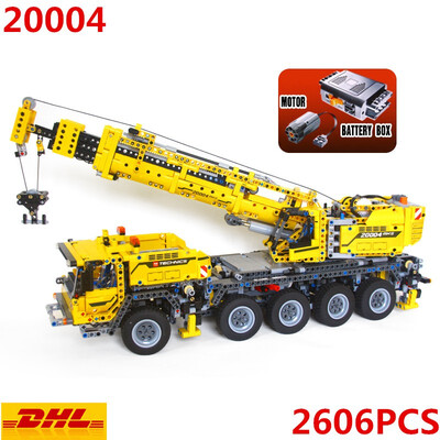 

New LEPIN 20004 Technic Motor Power Mobile Crane Mk II Model Building Kits Blocks Bricks LegoING 42009 Birthday Gift