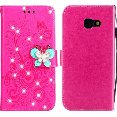 

MOONCASE Samsung Galaxy A5 2017 Butterfly Rhinestone Embossed Leather Case - Red