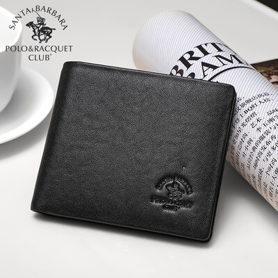 

St Pauls POLO mens wallet first layer cowhide cross section wallet mens business short wallet multi-card card package D82850236 black