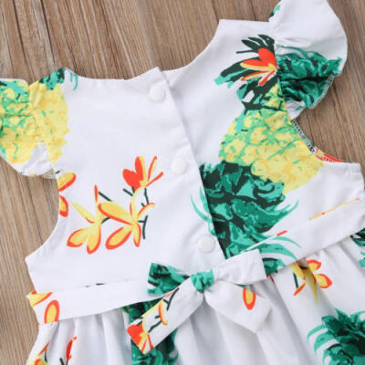 

Hot Summer Kids Girl Baby Casual Sleeveless Floral Cotton Princess Dress Clothes