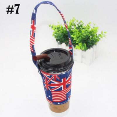 

Resuable Beverage Bag Eco-Friendly Cartoon Dog Cup Cover Canvas Tote Bag Handbag