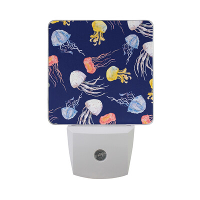 

ALAZA LED Night Light With Smart Dusk To Dawn SensorJellyfish Medusas Watercolor Plug In Night Light