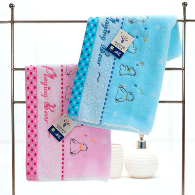 

Gold towel home textiles cotton 5646 bear cartoon non-twist square blue powder 2 installed