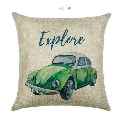 

45cm45cm A retro bus linencotton throw pillow covers couch cushion cover home decorative pillows