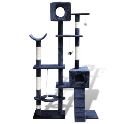 

Cat Tree Cat Scratching Post 175 cm 2 Condos Dark Blue