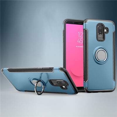 

Fecoprior Back Cover For Samsung Galaxy J8 2018 Case Car Holder Stand Hard PC Silicon Ring Suction Bracket Celulars