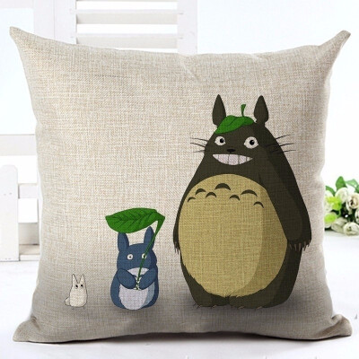 

Hayao Miyazaki Style 4545cm Home Decorative Pillow Totoro Printed Throw Pillow Car Home Decor Linen Cotton Cushion Cojines