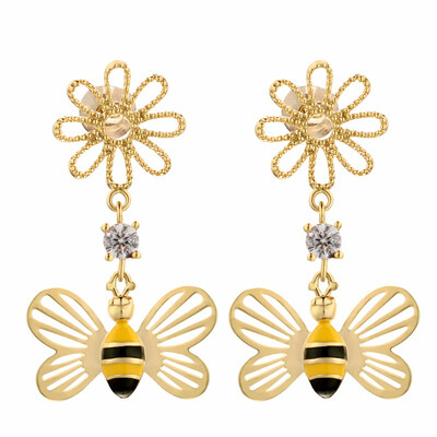 

Yoursfs Hot new flower earrings zircon earrings wholesale Earings Fashion Jewelry Punk for women Crystal Bee Flower Earrings Jewel