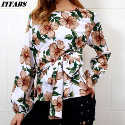 

UK Womens Summer Casual Long Sleeve Blouse Ladies Loose T Shirt Tops Plus Size