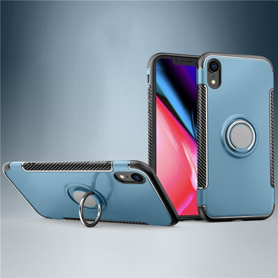 

Fecoprior Back Cover For iPhone XR iPhoneXR Case Car Holder Stand Hard PC Silicon Ring Suction Bracket Celulars