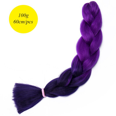 

60CM Hair Braid Braiding Hair Extension Two Ombre Synthetic Crochet One Piece 100g Heat-Resistant