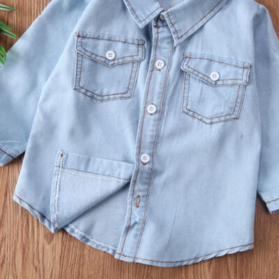 

Baby Girls Boys Kids Gentleman Newborn Fashion Denim Coat Shirt Outwear Clothes