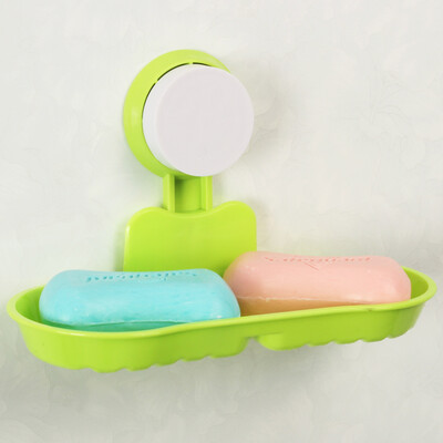 

Double sucker soap box creative soap box bathroom rack double grid drain soap rack soap tray green