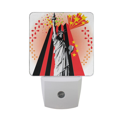 

ALAZA LED Night Light With Smart Dusk To Dawn SensorStatue Of Liberty Green Background Plug In Night Light