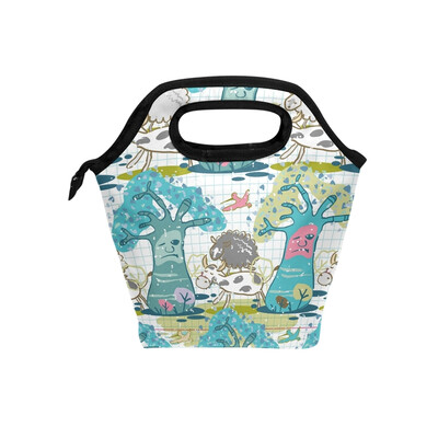 

Insulated Lunch Tote Bag Painting Tree Travel Picnic Lunch Handbags Portable Zipper Lunch Bag Box