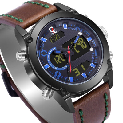 

Quartz watch LCD three display double movement belt multi-function sports authentic waterproof alloy watch