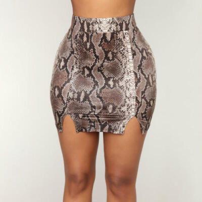 

UK Chic Womens Sexy Snake Skin Printed High Waist Mini Bodycon Clubwear Skirts