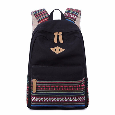 

Nationally Embroidery 156 Laptop Backpack Women School Canvas Backpacks for Teenage Girls Large Travel Bagpack Bags Female