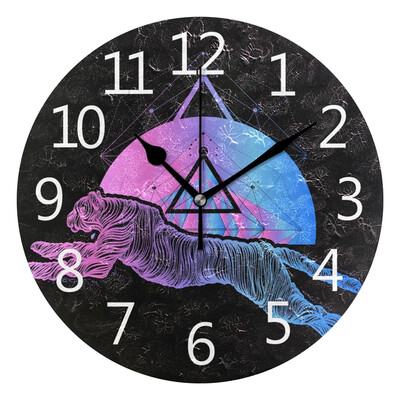 

Wall Clock Arabic Numerals Design Running Cheetah Tattoo Line Art Round