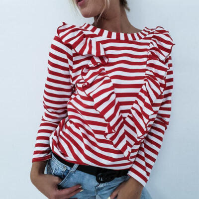 

Fashion Women Striped Top Ladies Long Sleeve Casual T-shirt Blouse SpringAutumn