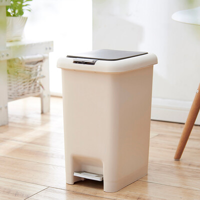

Jingdong Supermarket plus benefits of trash cans 10 liters double open foot pedal by plastic health barrels basket baskets JY-0648 beige