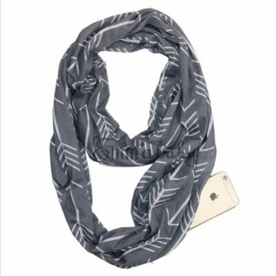 

Convertible Journey Infinity Scarf With Hidden Zipper Pocket Soft Loop Wrap Cowl