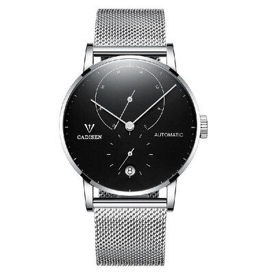 

CADISEN C1030 Men Automatic Mechanical Watch Stainless Steel Net Band Calendar Waterproof Casual Clock Wristwatch for Male