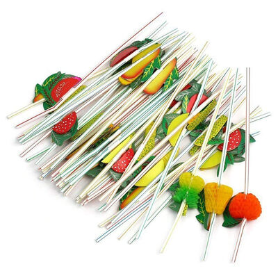 

UpperX 50pcs 3D Fruit Cocktail Drinking Straw Party BBQ Hawaiian Theme Decoration