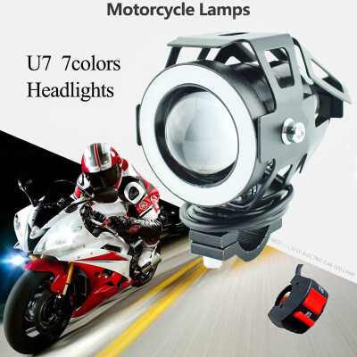 

1pcs Motorcycle LED U7 7 Colors Headlights 12V 125W 3000lmx Moto Work Lights auxiliary Driving Spot lamps Motorbike Headlamps