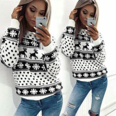 

NEW Womens Christmas Xmas Hoodie Sweatshirt Jumper Sweater Hooded Pullover Tops