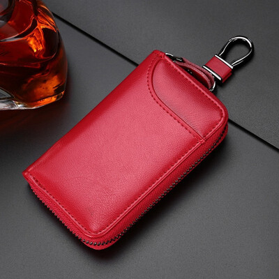 

Car key bag mens waist hanging leather female card bag multi-functional fashion key button