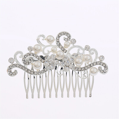 

MyMei Bride Women Luxurious Crystal Rhinestone Flower Wedding Hair Pearls Clip Comb