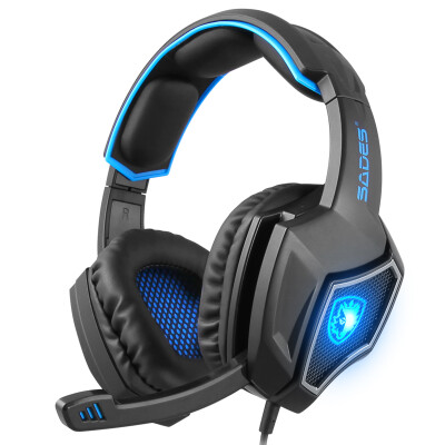 

Sades wolf head wearing 7.1-channel voice headset (black and blue) gaming headset headset headset computer phone headset