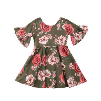 

Baby Kids Girls Dress Toddler Princess Summer Rose Floral Sundress Party Clothes