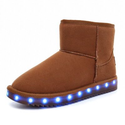 

FOUR AM KIDS LED LIGHTS SAFETY FLEECE SNOW BOOTS WINTER ANKLE WARM OUTDOOR USB CHARGING BOOTS