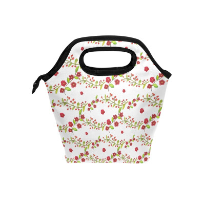 

Lunch Bag Cute Flower Tote Travel Picnic Insulated Handbags Portable Zipper Lunch Bag Box