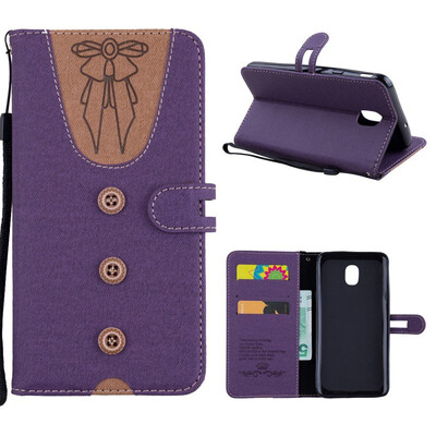 

MOONCASE Samsung Galaxy J6 stitching embossed womens leather case - purple