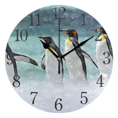 

Wall Clock Arabic Numerals Design Happy Penguin Round