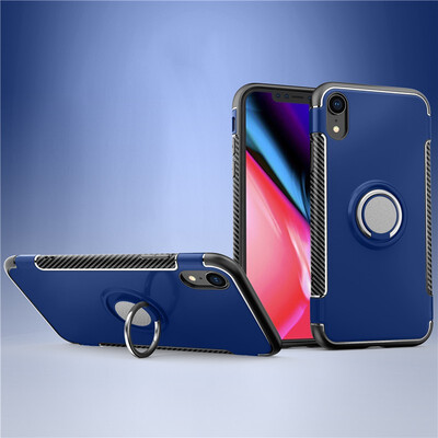 

Fecoprior Back Cover For iPhone XR iPhoneXR Case Car Holder Stand Hard PC Silicon Ring Suction Bracket Celulars