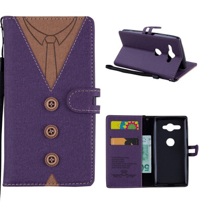 

MOONCASE Sony Xperia XZ2 Compact stitching embossed mens leather case - purple