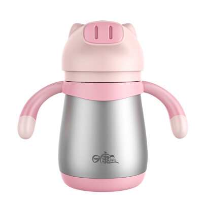 

Rikang childrens mug with handle stainless steel sippy cup stainless steel drinking cup student cup 250ml pink RK-B4004