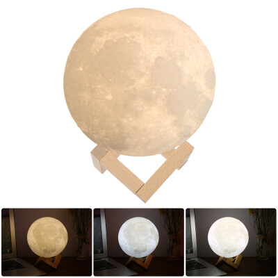 

18cm Diameter PLA USB Rechargeable 3D Printing Moon Light 3-Colors Dimmable Touch Sensor Control Luna Night Lamp Bedroom Decor wit