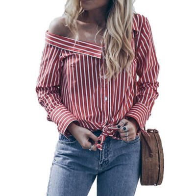

Fashion Women Ladies Long Sleeve Loose Blouse Summer V Neck Casual Shirt Tops